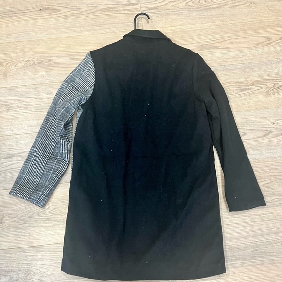 Split-Color Checkered Coat - Picture 2 of 2